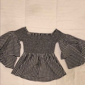 BP Off the Shoulder Gingham Print